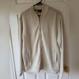 Tasso Elba Zip Up Jacket XL Off White Cream 100% Cotton